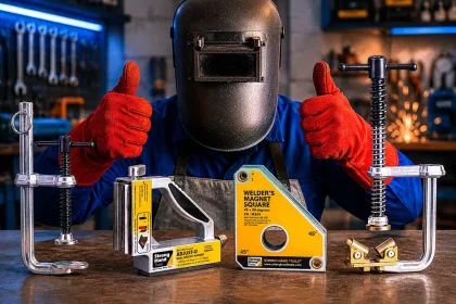 Aimant de soudure magnétique commutable Adjust-O Strong Hand Tools avec double interrupteur ON/OFF pour le maintien et l'alignement de pièces métalliques.